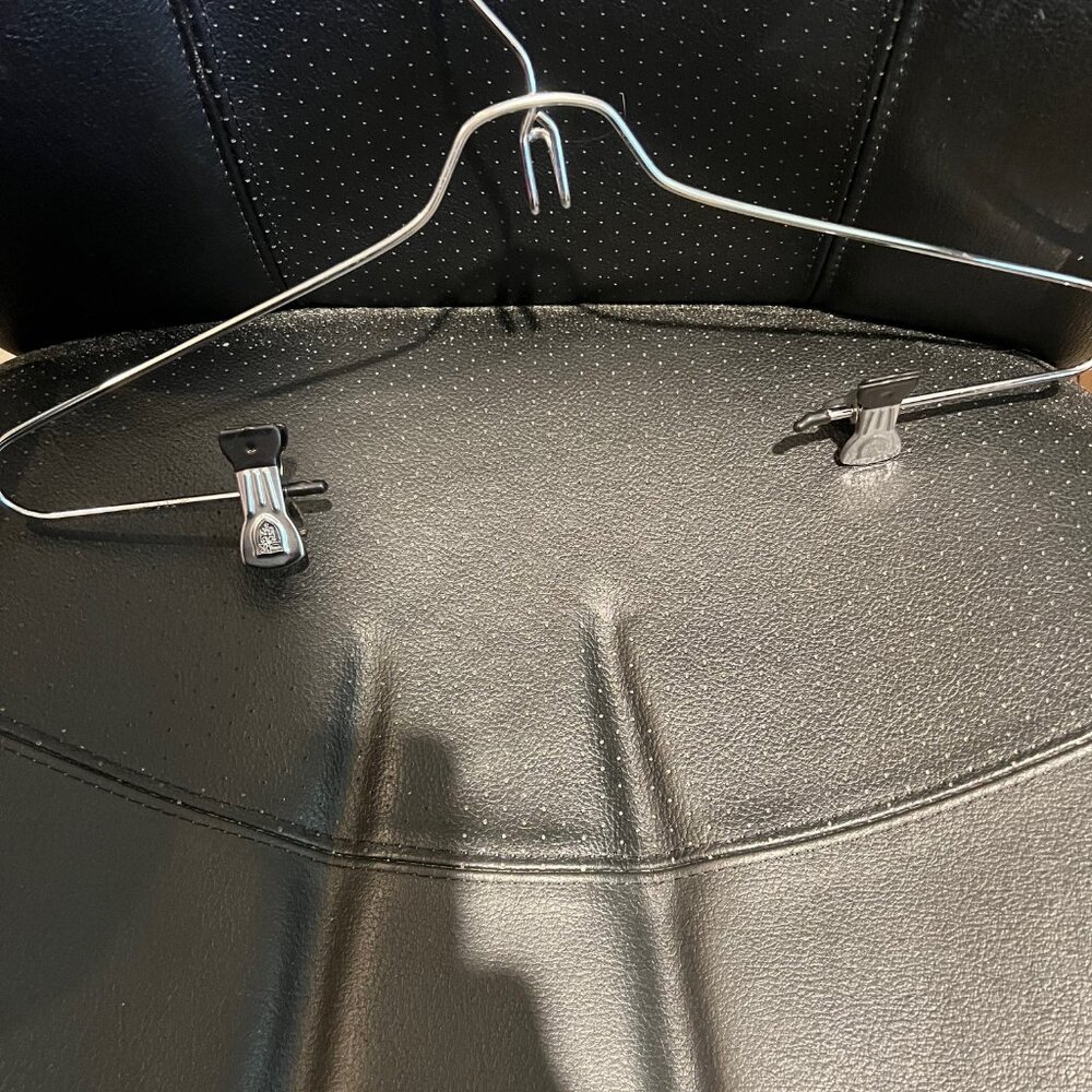 20 HEAVY METAL HANGERS WITH CLIPS FOR SKIRTS, SLACKS, SHIRTS, GROUPS OF 20